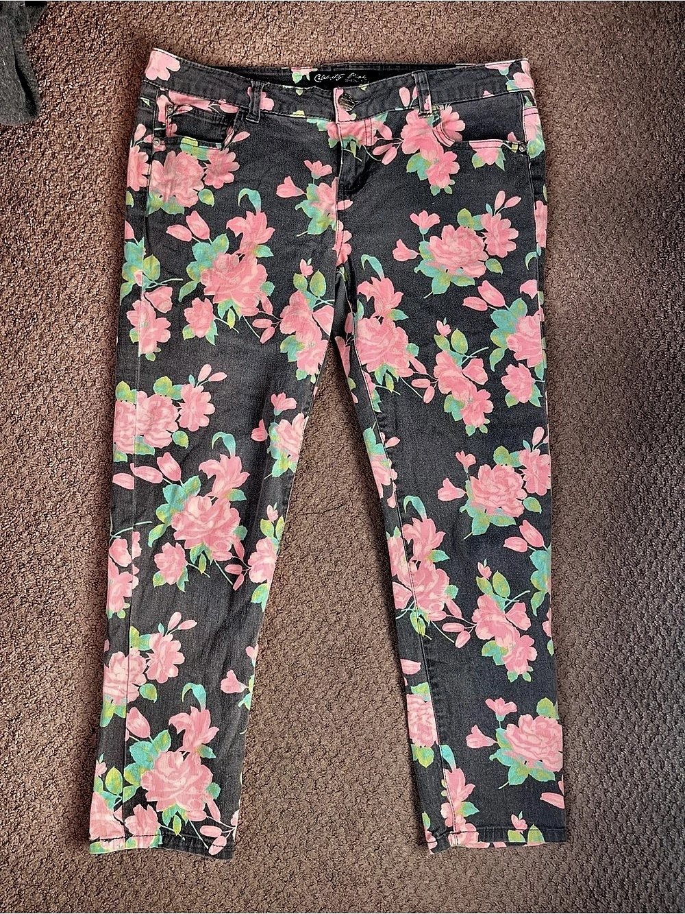 Celebrity Pink Original Denim Floral Skinny Jeans Waist 13 Like New